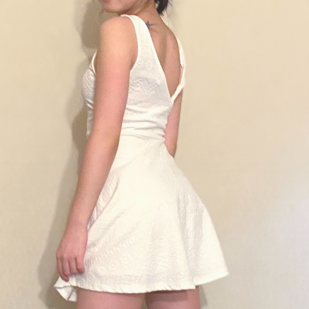 White Mini Skater or Fit and Flare Dress - Picture 2 of 2